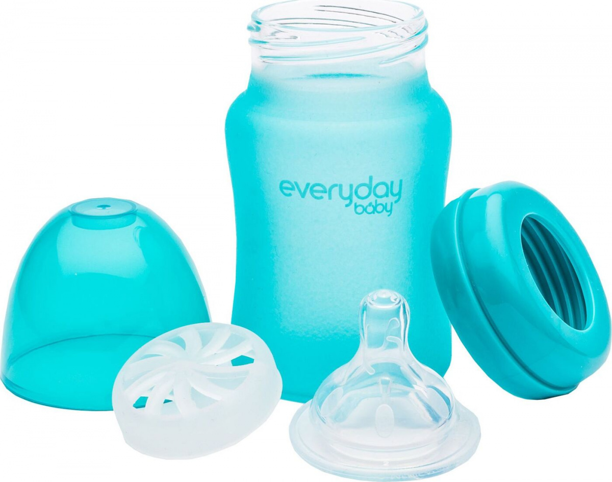 

Бутылочка для кормления Everyday Baby Стеклянная с индикатором температуры и защитным силиконовым покрытием 150 мл бирюзовый, Стеклянная с индикатором температуры и защитным силиконовым покрытием 150 мл