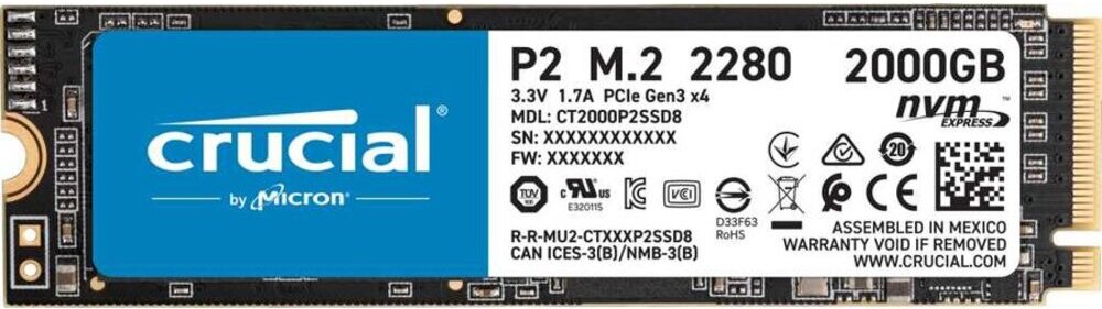 

SSD диск Crucial M.2 2280 M 2TB P2 [CT2000P2SSD8], Накопитель SSD Crucial PCI-E x4 2000Gb CT2000P2SSD8 P2 M.2 2280