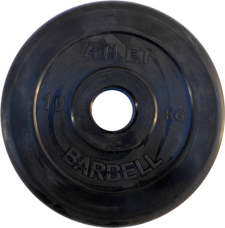 

Диск для штанги MB Barbell Atlet обрезиненный 51 мм, 10 кг черный [MB-AtletB51-10], Atlet обрезиненный 51 мм, 10 кг