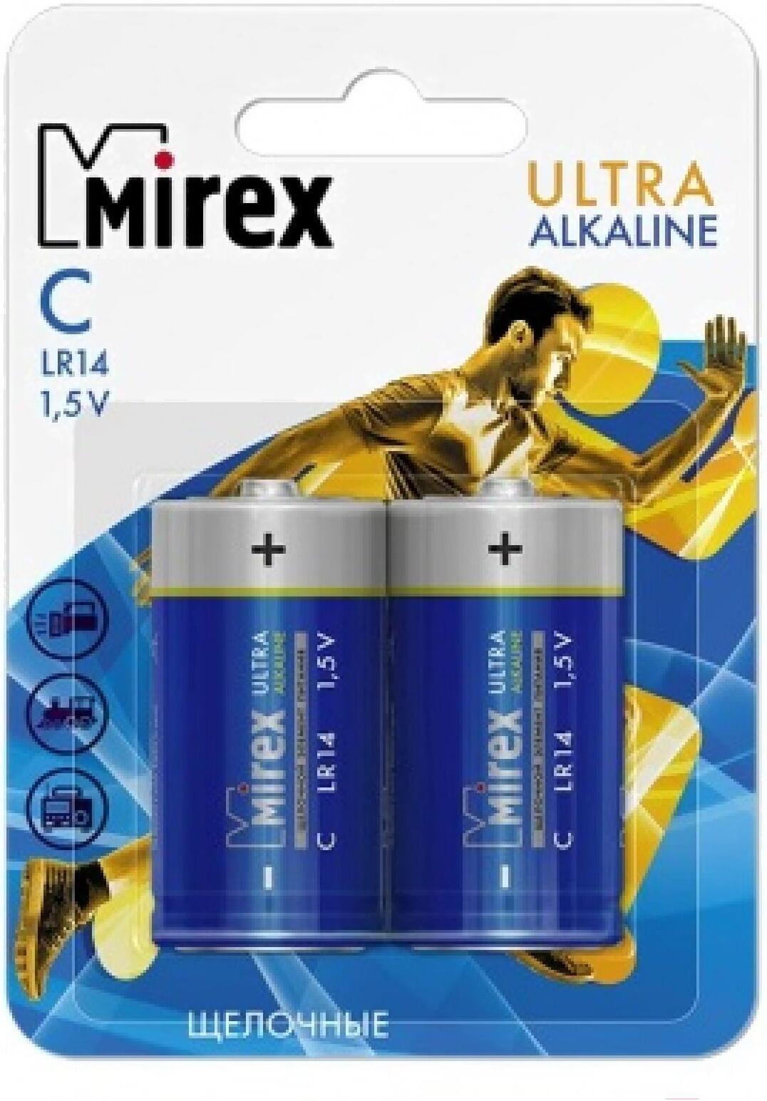 

Аккумуляторная батарейка Mirex щелочная R14 C 1,5V 2 шт [23702-LR14-E2], Батарейка Mirex щелочная R14 D 1,5V 2 шт 23702-LR14-E2