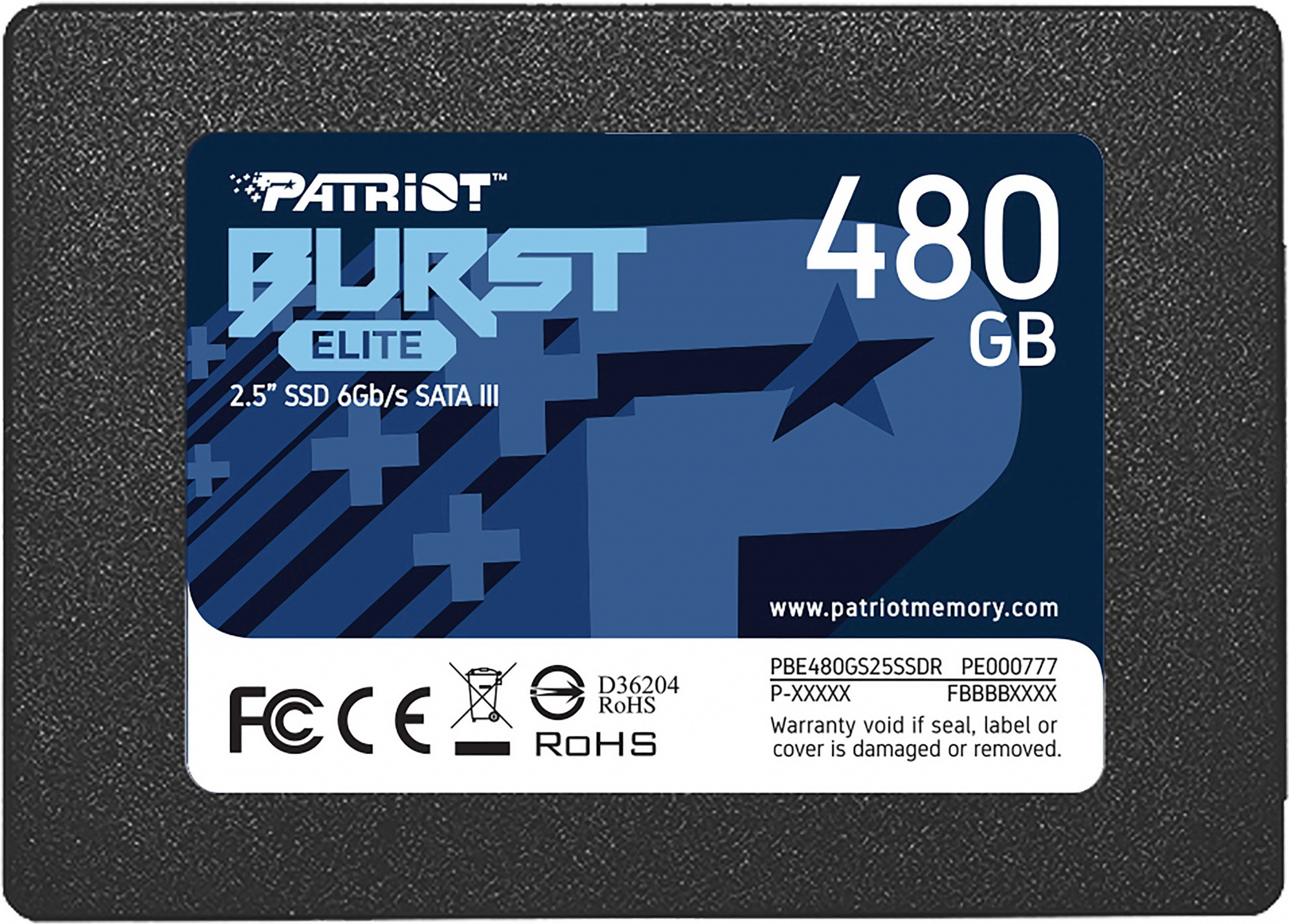 

SSD диск Patriot SATA III 480Gb [PBE480GS25SSDR], Твердотельный накопитель Patriot 480GB PBE480GS25SSDR