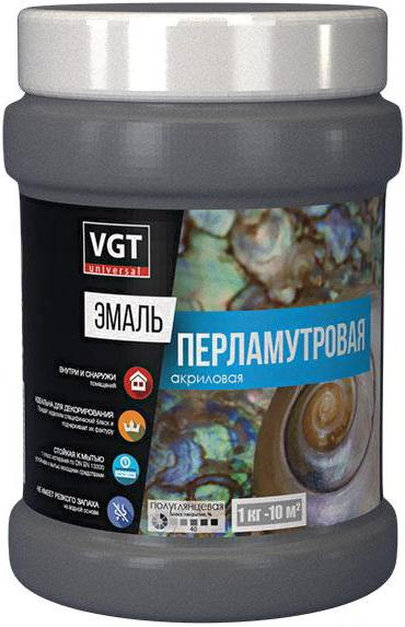 

Эмаль VGT ВД-АК-1179 Универсальная Перламутровая 1 кг (серебристо-белый)