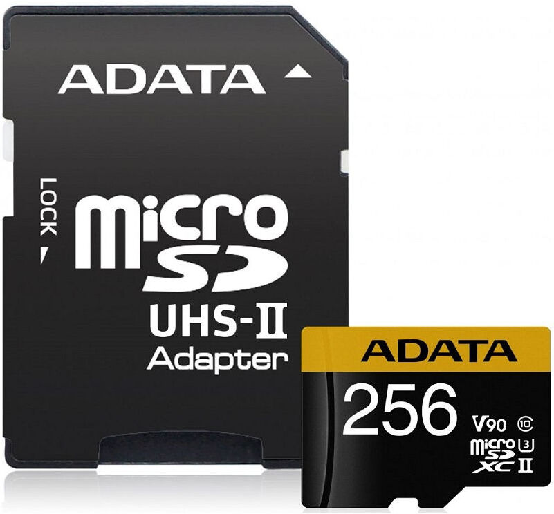 

Карта памяти A-Data microSD 256GB Premier ONE microSDXC Class 10 UHS-II U3 V90 + SD адаптер [AUSDX256GUII3CL10-CA1], Карта памяти A-Data microSD 256GB Premier ONE microSDXC Class 10 UHS-II U3 V90 + SD адаптер AUSDX256GUII3CL10-CA1