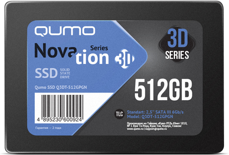 

SSD диск QUMO Novation 3D TLC 512GB [Q3DT-512GPGN], SSD диск QUMO Novation 3D TLC 512GB Q3DT-512GPGN