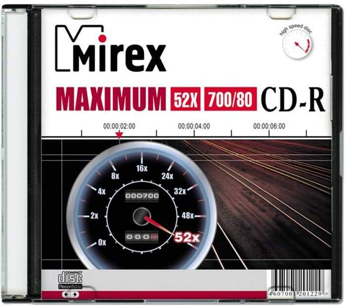 

Оптический диск Mirex Brand CD-R 700 Мб 52x Slim Case (UL120052A8S)