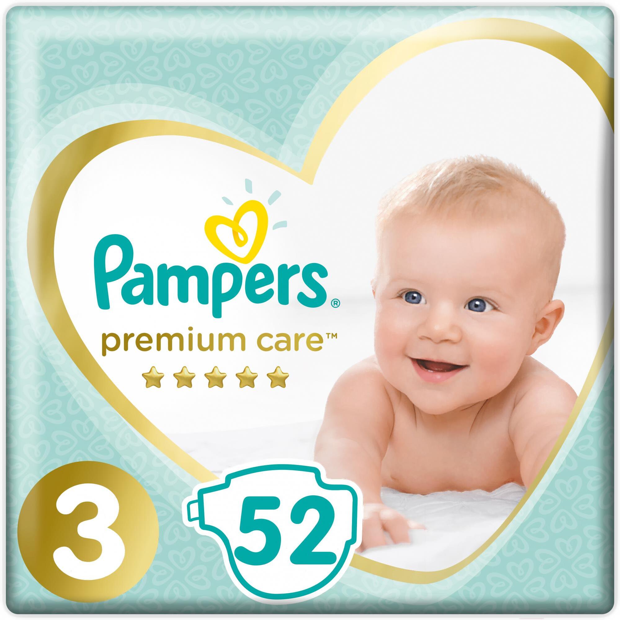 

Подгузники Pampers Premium Care 3 Midi (52шт), Детские подгузники Pampers Premium Care 3 Midi 52шт