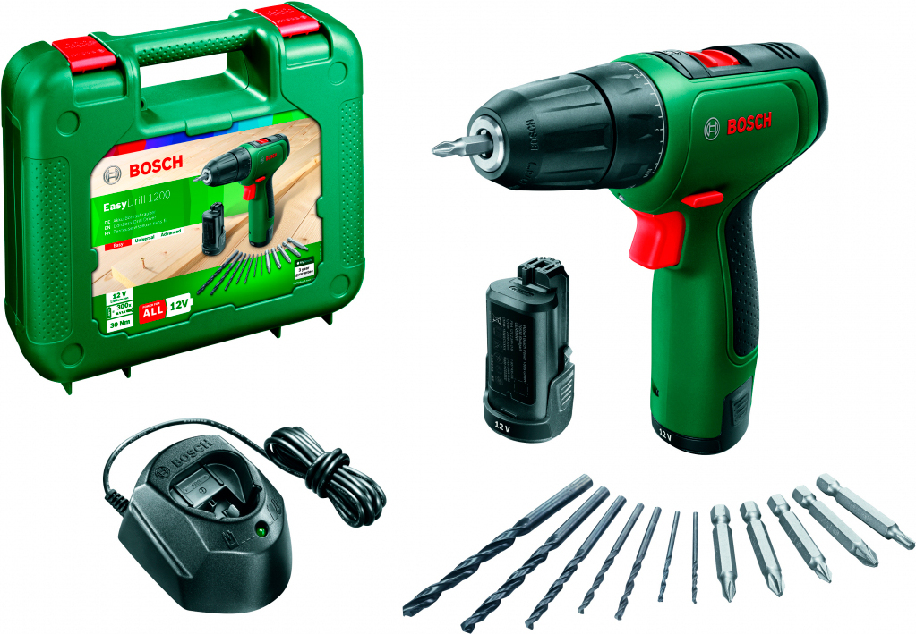 

Дрель-шуруповерт Bosch EasyDrill 1200 [0.603.9D3.007], Дрель-шуруповерт Bosch EasyDrill 1200 06039D3007 (с 2-мя АКБ, кейс)