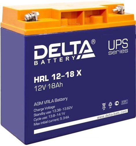 

Аккумулятор для ИБП DELTA HRL 12-18 X 12V/18Ah