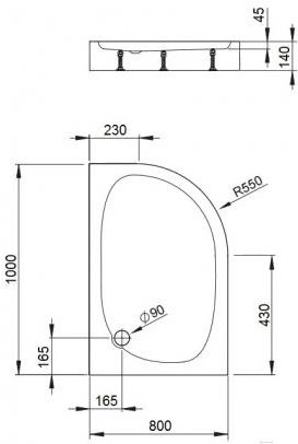 

Душевой поддон Bravat Type D-2R 80x100 P2810-R