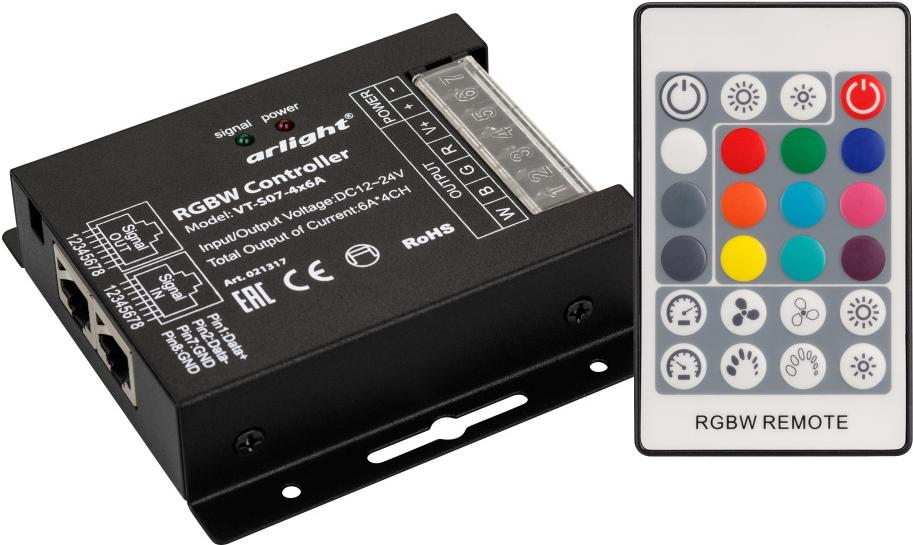

Arlight Контроллер VT-S07-4x6A (12-24V, ПДУ 24 кн, RF) [021317], Контроллер VT-S07-4x6A (12-24V, ПДУ 24 кн, RF)