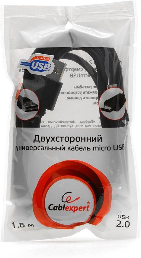 

Кабель для компьютера Cablexpert Кабель USB 2.0 Cablexpert CC-mUSBDS-6, двусторонние разъемы, AM/microB 5P, 1.8м, пакет [CC-mUSBDS-6], Кабель USB 2.0 Cablexpert CC-mUSBDS-6, двусторонние разъемы, AM/microB 5P, 1.8м, пакет