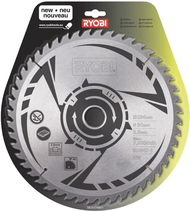 

Диск пильный Ryobi 5132002622, Диск пильный RYOBI SB254T48A1 по дереву 5132002622
