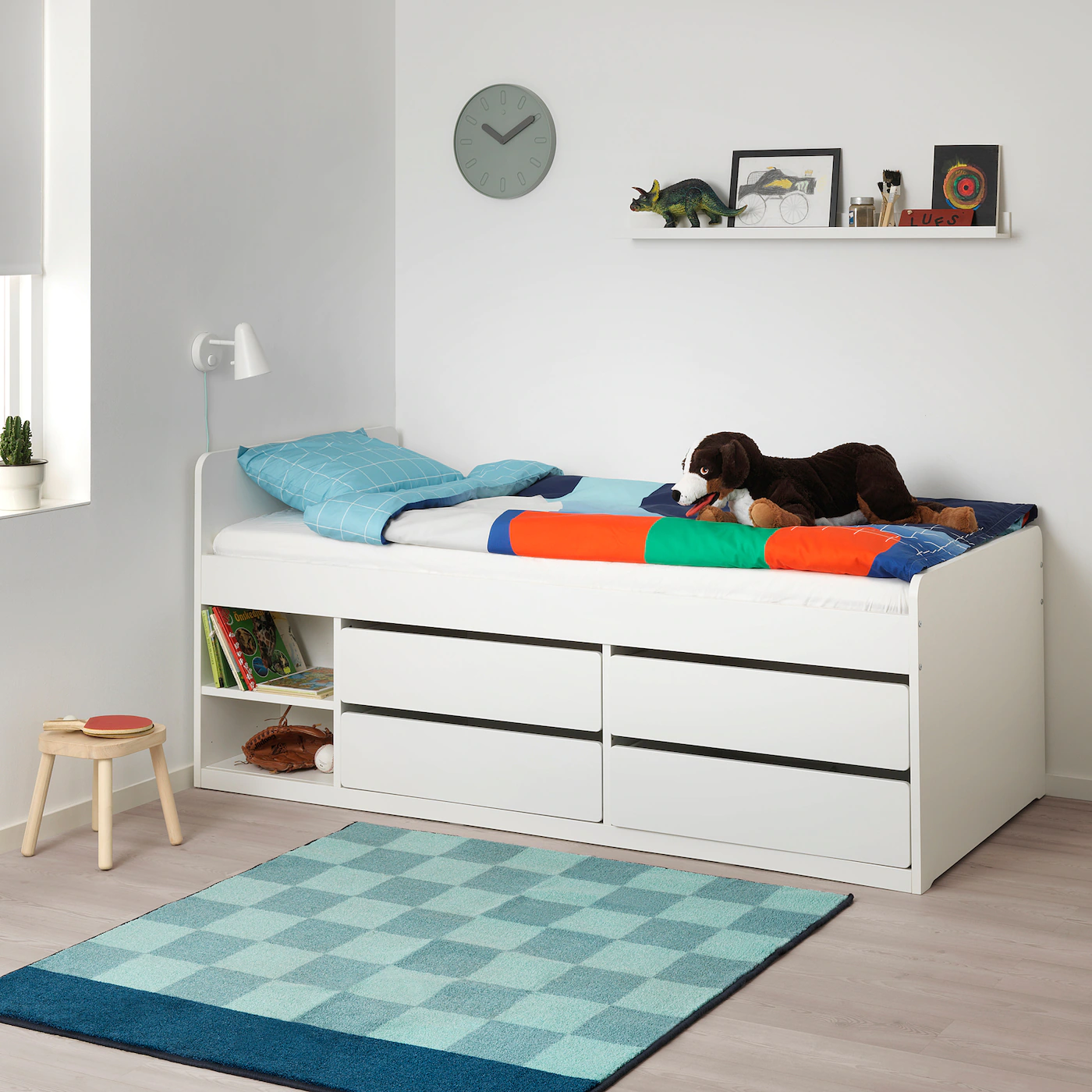 

Кровать IKEA Каркас кровати/отд д/хран+реечн дн СЛЭКТ [592.919.69] белый, Гулливер