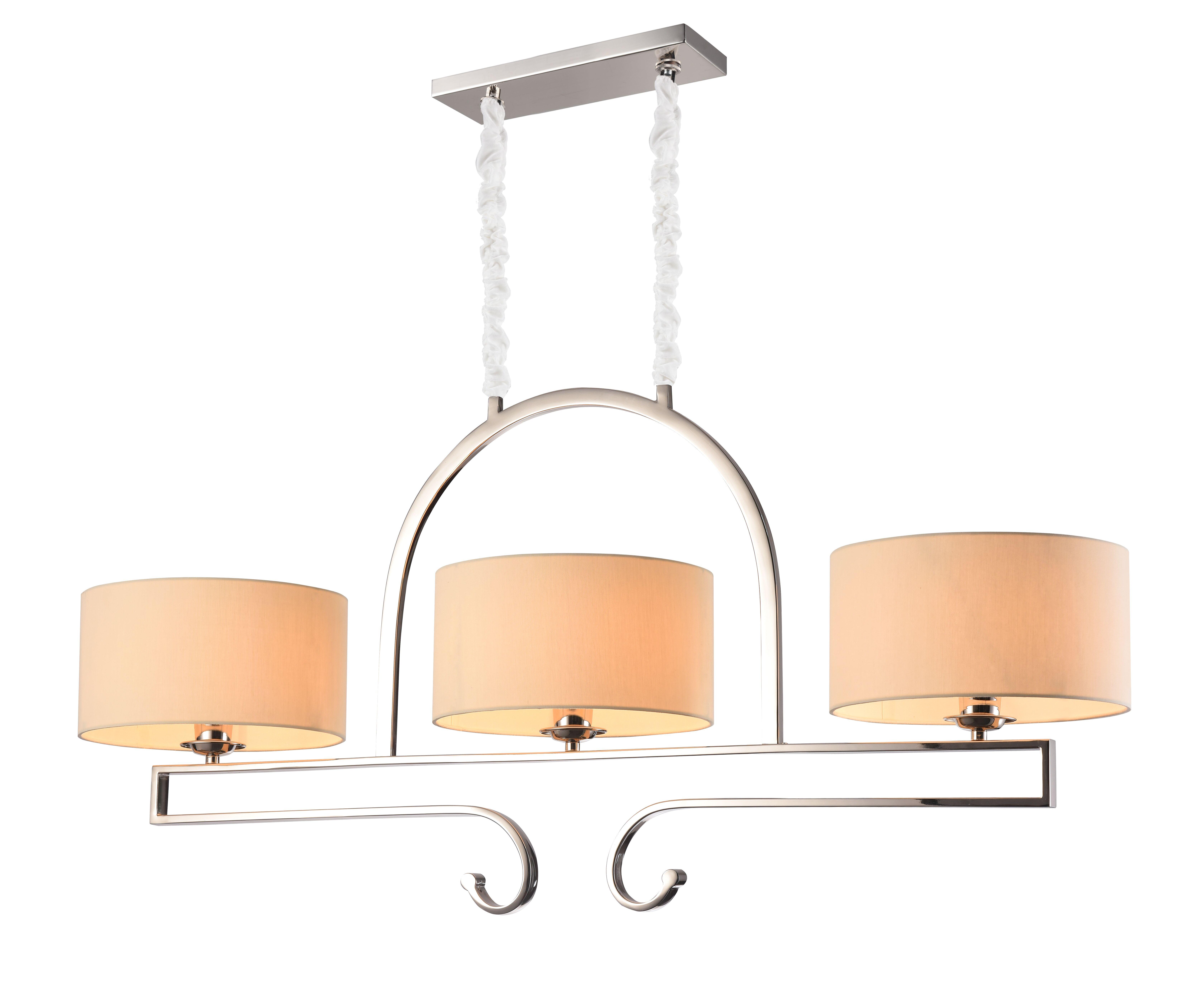 

Подвесной светильник NEWPORT L116*30*H64/155cm Е27 3*60W Nickel Crystal clear Shade beige [31303/S], L116*30*H64/155cm Е27 3*60W
