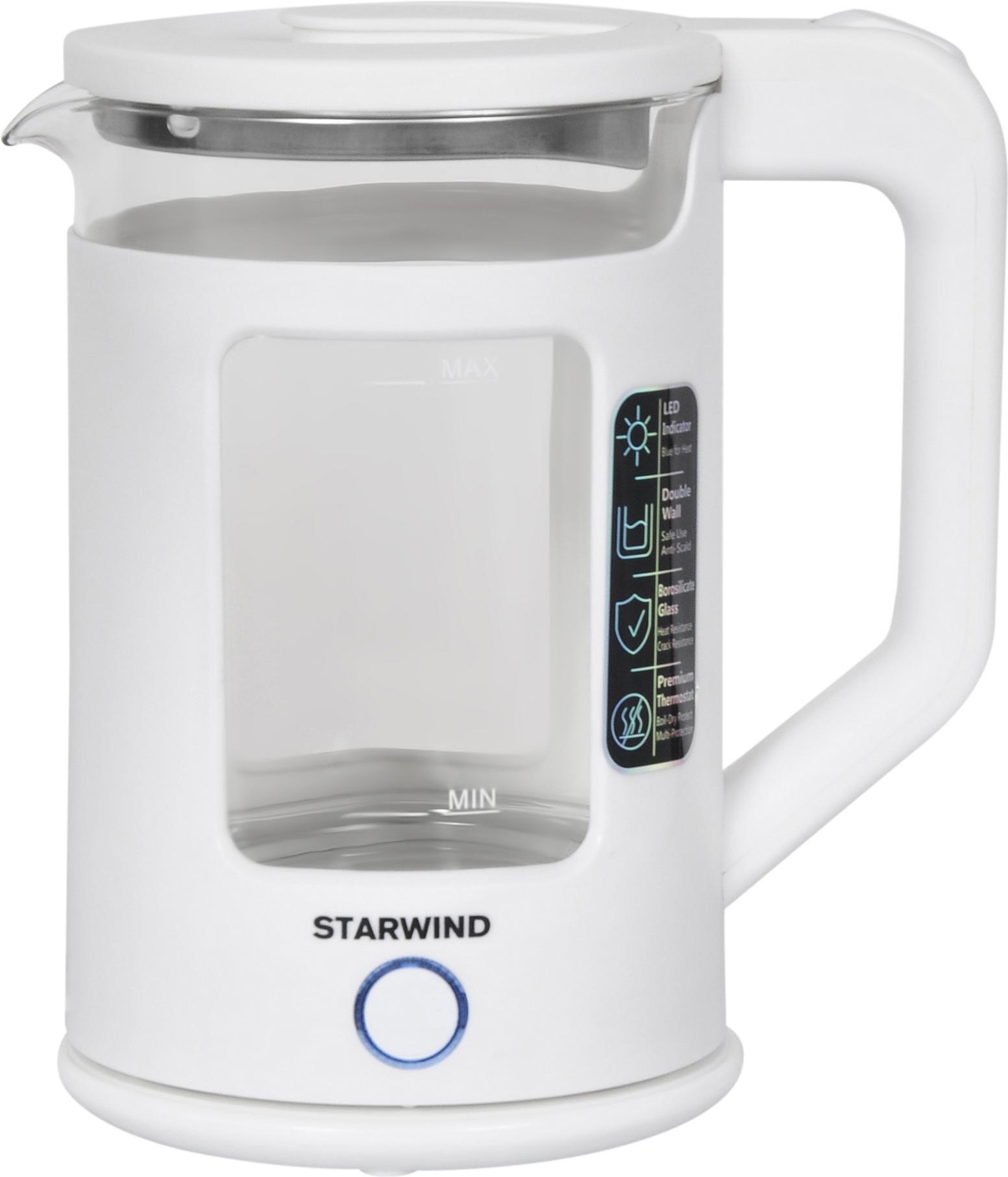 

Электрочайник StarWind SKG2060 белый, SKG2060