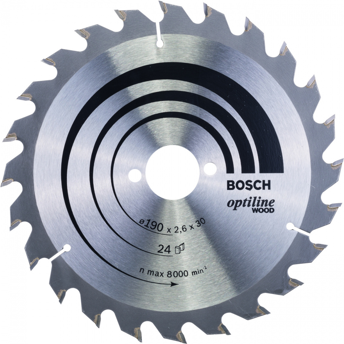 

Диск пильный Bosch 2.608.640.615, Диск пильный Bosch Optiline Wood 190-30 2.6/1.6 24 WZ 7/42 2.608.640.615