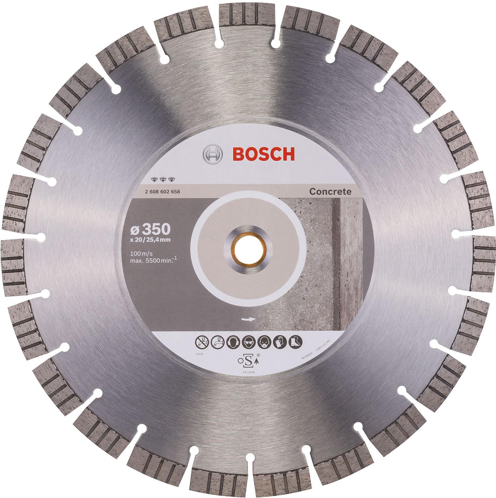 

Алмазный диск Bosch 2.608.602.658, Алмазный диск Bosch 350-20/25.4 Best for Concrete 2.608.602.658