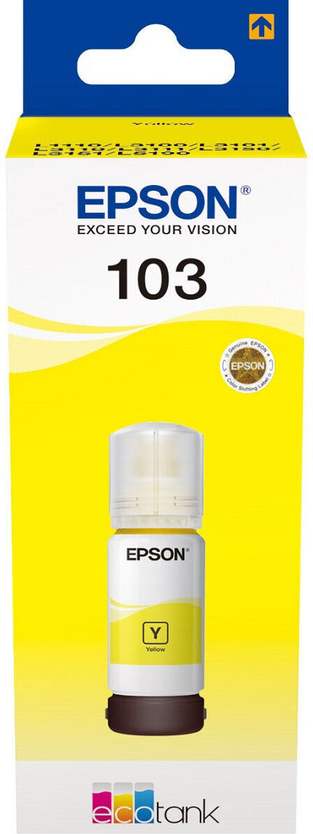 

Чернила Epson C13T00S44A, Картридж струйный Epson 103Y C13T00S44A желтый для Epson L3100/3110/3150