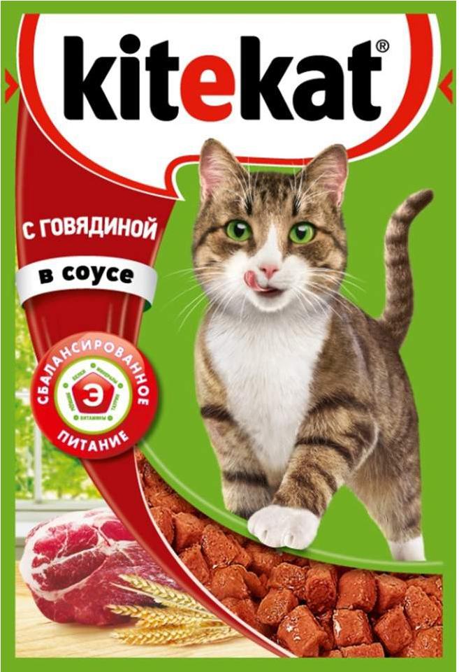 

Корм для кошек Kitekat С говядиной в соусе (85г), С говядиной в соусе 85г