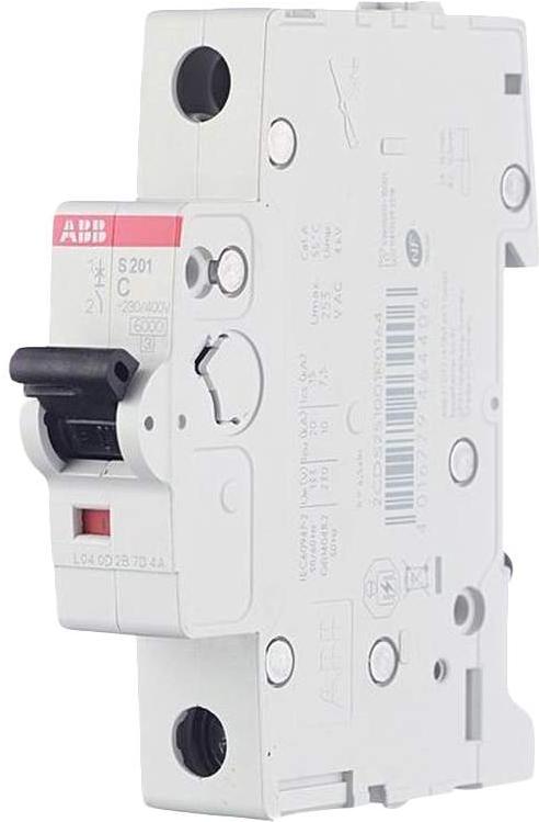 

Выключатель ABB S 201 1P С 6А 6кА 1M [2CDS251001R0064], S 201 1P С 6А 6кА 1M