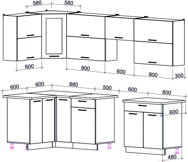 

Кухонный гарнитур Интерлиния Мила Gloss 60-12x28 бордовый/черный глянец, Мила Gloss 60-12x28