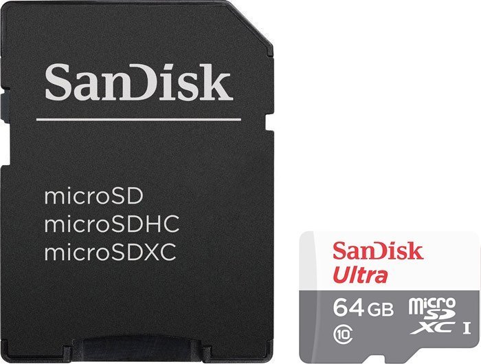 

Карта памяти SanDisk Ultra microSDXC 64GB UHS-I/U1 + адаптер [SDSQUNB-064G-GN3MA], Ultra microSDXC 64GB UHS-I/U1 + адаптер