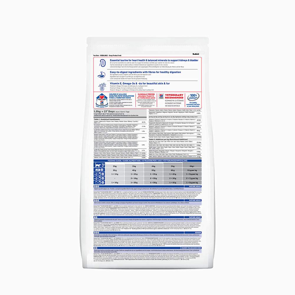 

Корм для кошек Hill's Science Plan Feline Adult Perfect Weight with Chicken 1.5 кг, Science Plan Mature Adult 7+ Senior Sterilised Cat Chicken 1.5кг
