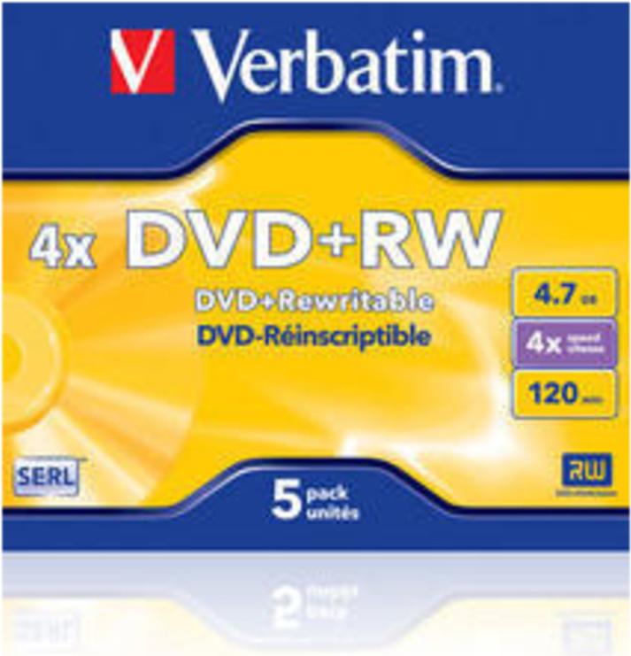 

Оптический диск Verbatim DVD+RW 4.7Gb 4x Jewel case 5 шт [43229], DVD+RW 4.7Gb 4x Jewel case 5 шт