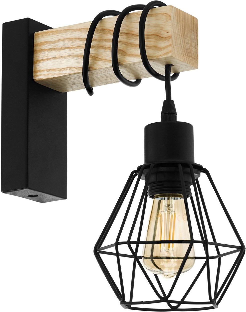 

Бра EGLO 43135 Настенный свет-к TOWNSHEND 5, 1x60W(E27), сталь, дерево/черный, коричневый, Бра EGLO Townshend 5 43135 дерево/черный/коричневый