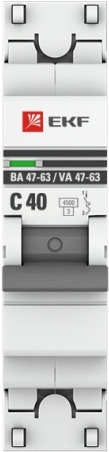 

Выключатель автоматический EKF ВА 47-63 1P 40А (С) 4.5kA PROxima, Выключатель нагрузки EKF ВА 47-63 1P 40А С 4.5kA PROxima