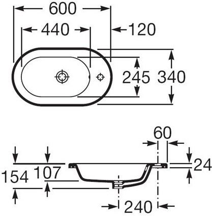 

Умывальник Roca Meridian 60x34 (32724E000), Умывальник Roca Meridian 60x34 32724E000