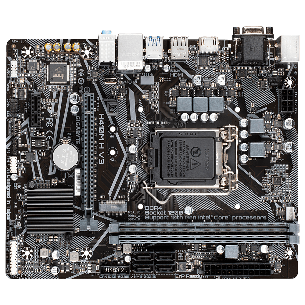 

Материнская плата Gigabyte H410M H V3 rev 1.1, H410M H V3 rev 1.1