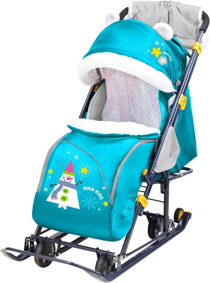 

Санки Nika Детям 7-6 снеговик бирюзовый, Детям 7-6 снеговик