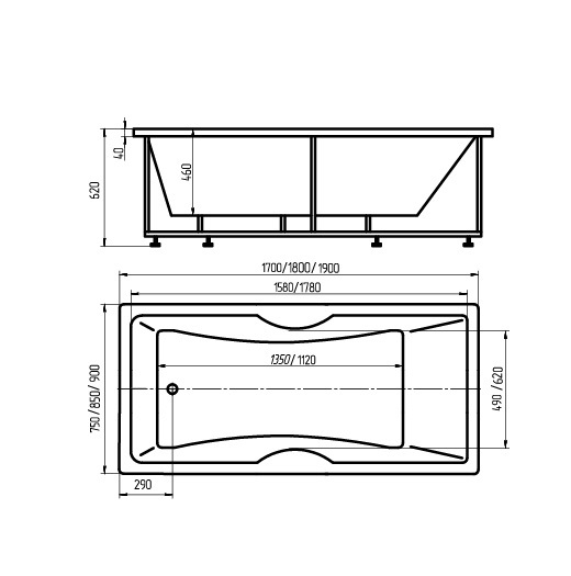 

Ванна Aquatek Феникс 180x85 L с экраном, Феникс 180x85 L с экраном