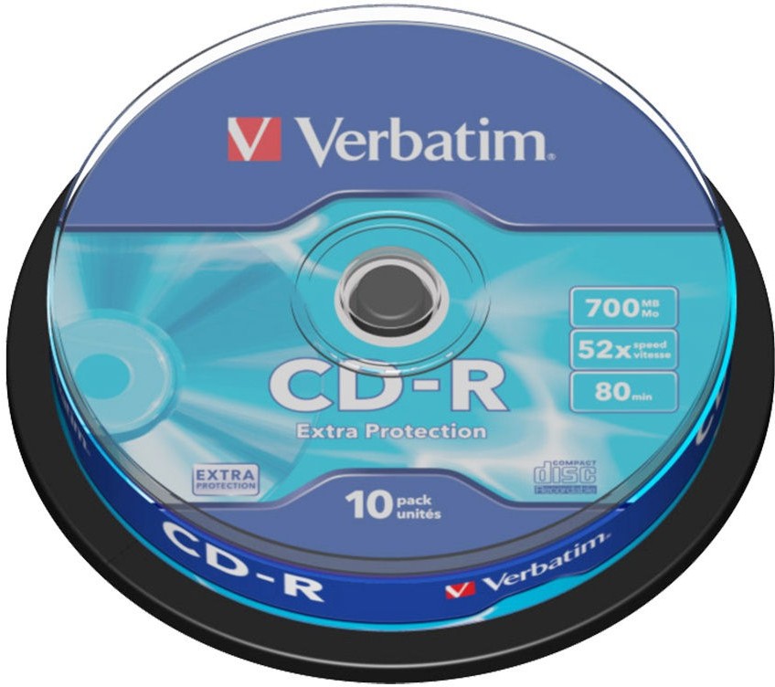 

Оптический диск Verbatim CD-R 700Mb DL Extra Protection 52x 10шт CakeBox [43437], Диск CD-R Verbatim 700MB 52x DataLife Cake Box (43437)