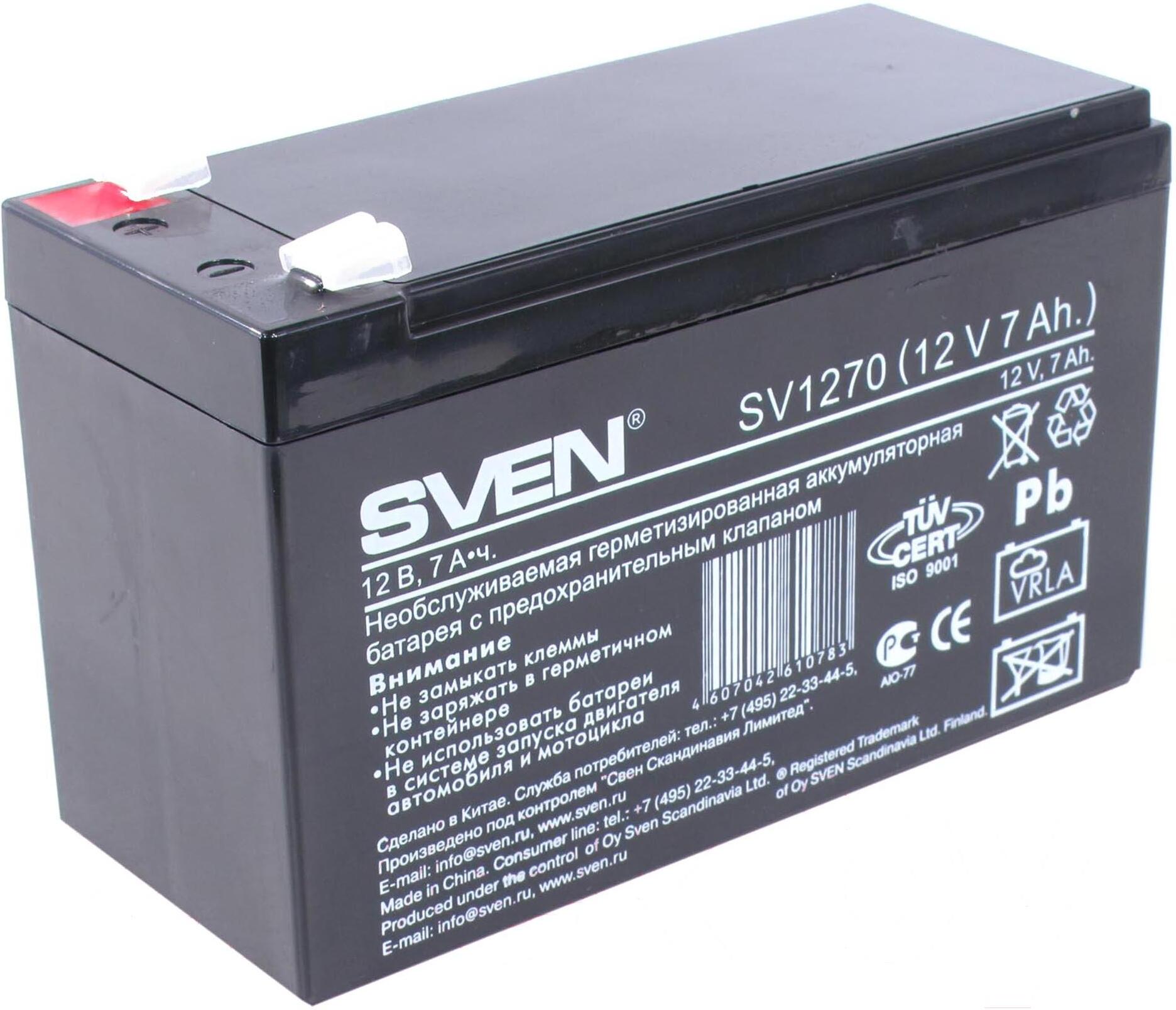 

SVEN Аккумуляторная батарея для ИБП Sven SV 1270 (12V 7Ah), F2 [SV 1270], Аккумуляторная батарея для ИБП Sven SV 1270 (12V 7Ah), F2