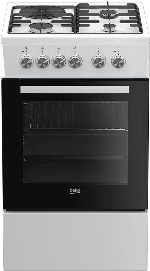 

Кухонная плита BEKO Комбинированная (без крышки) реш.эмалированная сталь белый/черный [FSS53000DW], Плита газоэлектрическая BEKO FSS53000DW