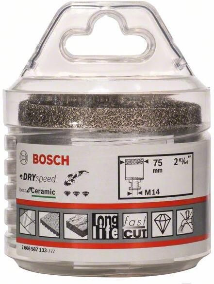 

Алмазная коронка Bosch 2.608.587.133, Алмазная коронка Bosch М 75мм Dry Speed 2.608.587.133