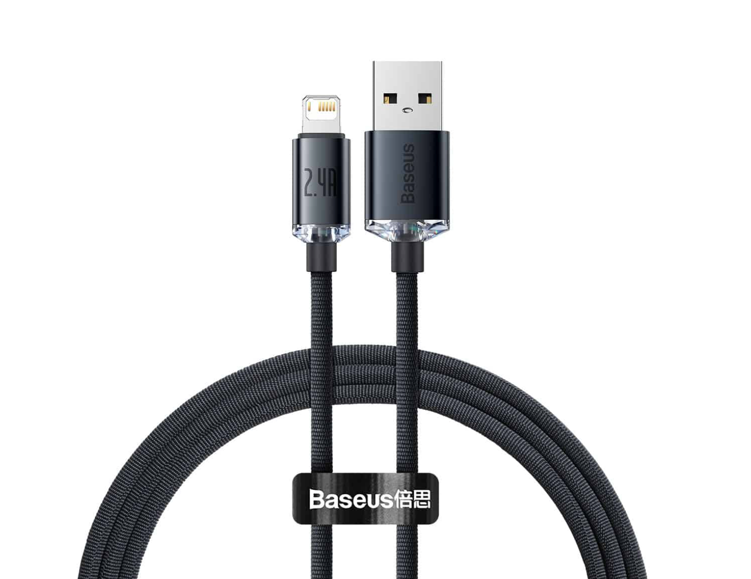 

Кабель Baseus CAJY000101 Black, Baseus Crystal Shine Series Fast Charging Data Cable USB to iP 2.4A 2m Black (CAJY000101) / Кабель Baseus CAJY000101 Crystal Shine Series Fast Charging Data Cable USB to iP 2.4A 2m Black