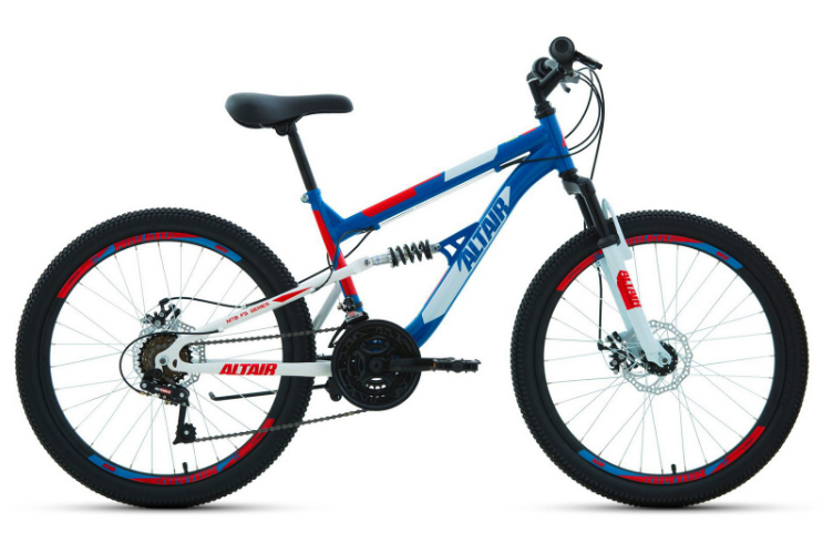 

Велосипед Altair MTB FS 24'' disc рама 18 дюймов синий/красный, MTB FS 24 disc 18