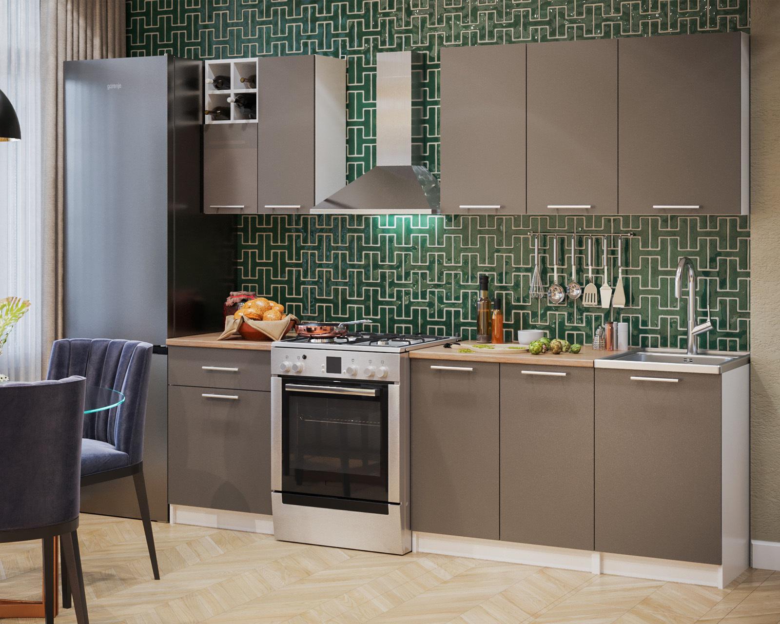 

Готовая кухня Mebel-Ars Глория 1,9 м трюфель