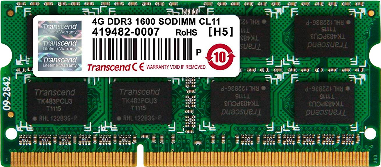 

Оперативная память Transcend 4GB JM1600KSN-4G, 4Gb DDR-III 1600Mhz SO-DIMM
