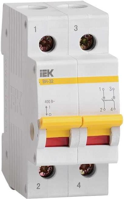 

Выключатель нагрузки IEK ВН-32 2Р 63А [MNV10-2-063], Выключатель автоматический IEK ВН-32 2Р MNV10-2-063