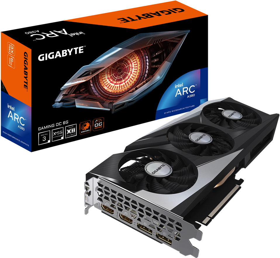 

Видеокарта GigaByte A380 GAMING OC 6GB (GV-IA380GAMING OC-6GD)