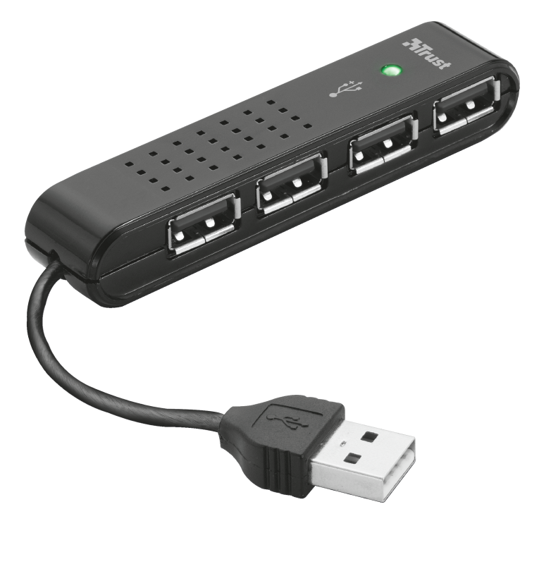 

USB-хаб Trust Vecco 4 Port USB 2.0 Mini Hub Black [14591], Vecco 4 Port USB 2.0 Mini Hub