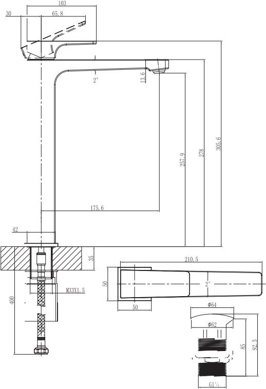 

Смеситель Villeroy Boch Architectura Square [TVW12500200061], Смеситель Villeroy Boch Architectura Square TVW12500200061