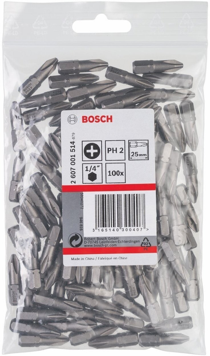 

Набор оснастки Bosch 2.607.001.514 100 шт, Bosch PH2 25 мм 100шт 2.607.001.514