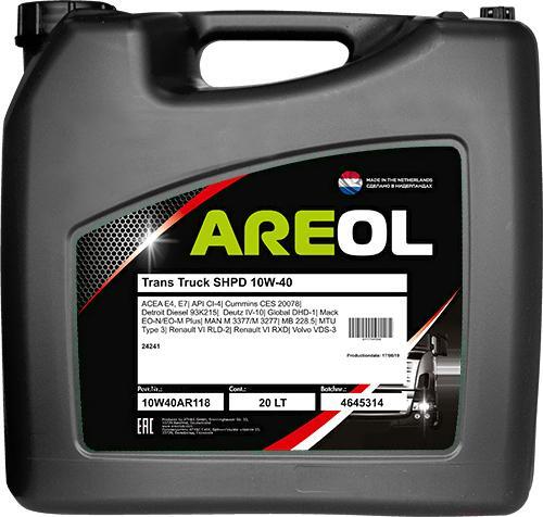 

Моторное масло Areol Trans Truck SHPD 10W40 20л (10W40AR118)