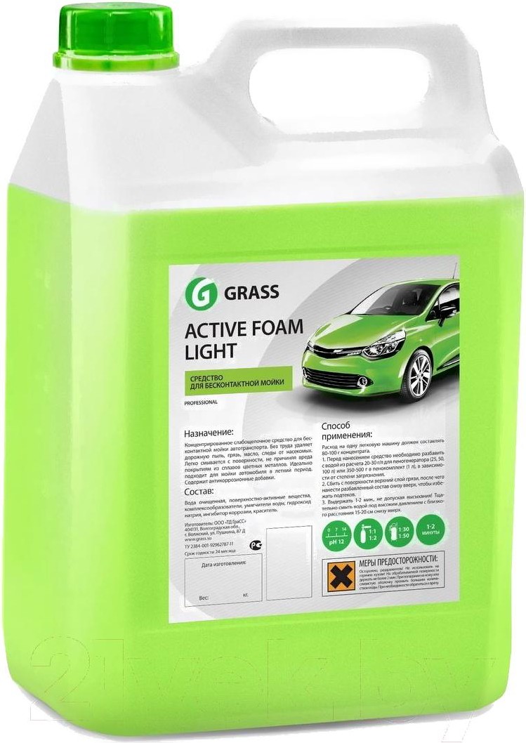 

Автошампунь Grass Active Foam Light / 132101 (5л), Очиститель для авто Grass Автошампунь Active Foam Light 5л 132101