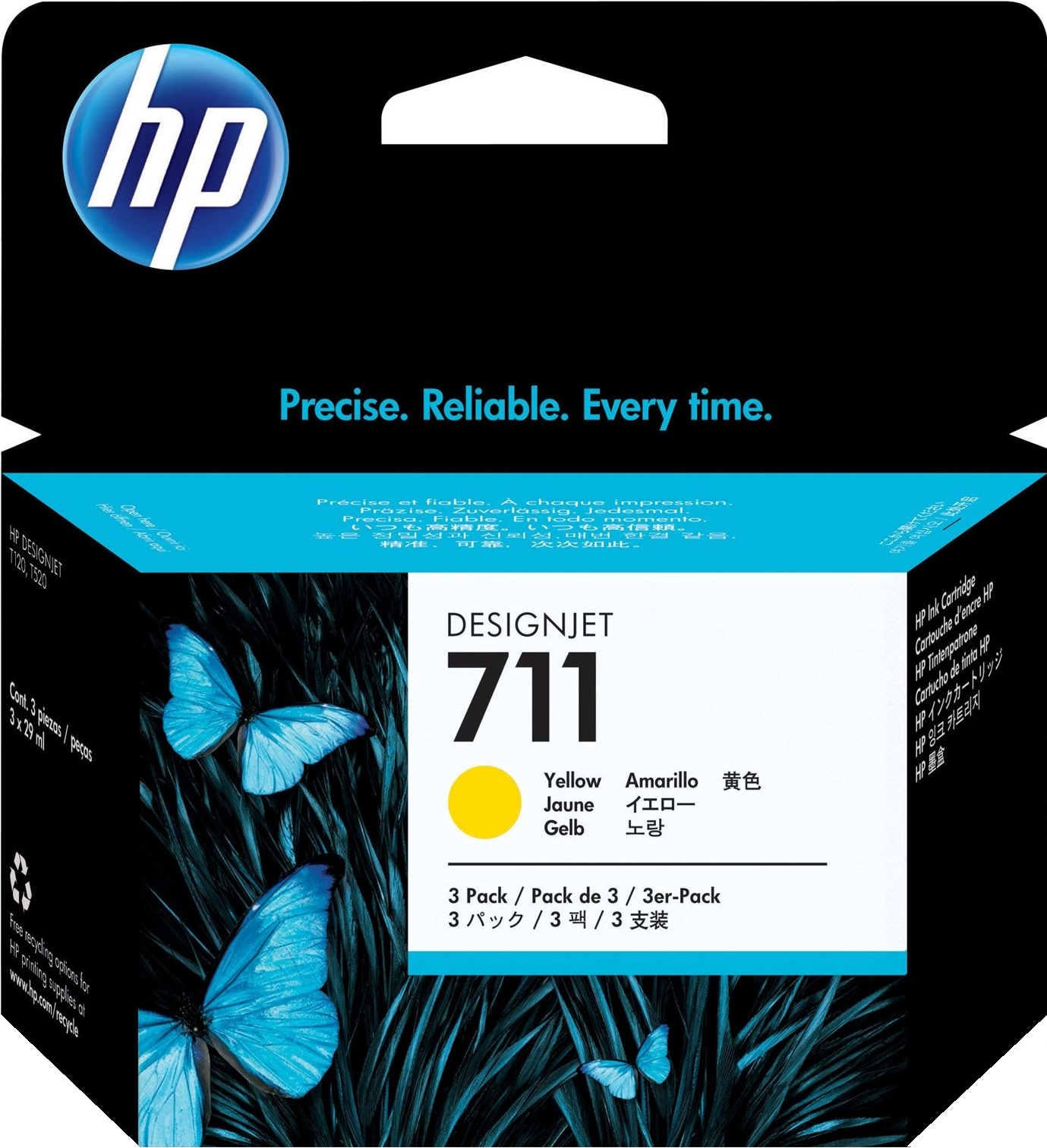 

Картридж для принтера HP 711 (CZ136A), Картридж HP 711 желтый (CZ136A) 3-Pack